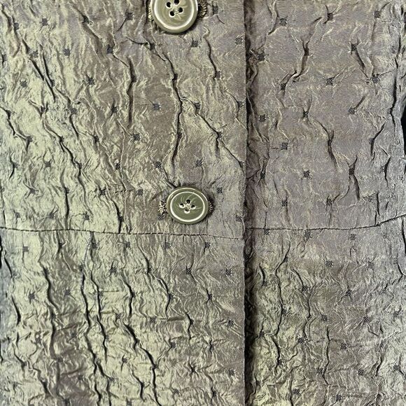 Coldwater Creek Blazer Jacket size Medium Olive Army Green Crinkle Shimmery - Picture 7 of 12